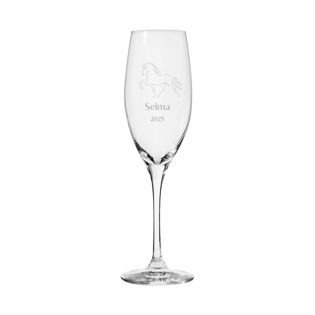 Champagneglas i kristall - text och förvalt motiv