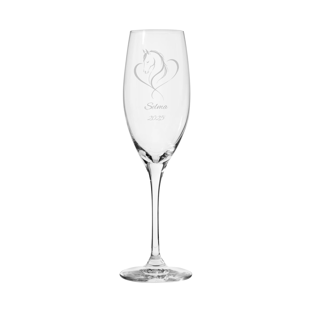 Champagneglas i kristall - text och förvalt motiv